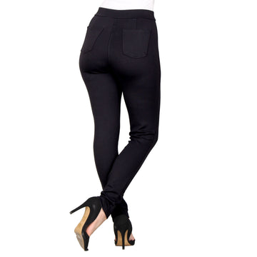 Casual Solid Skinny Black Plus Size Pants (Women's) 