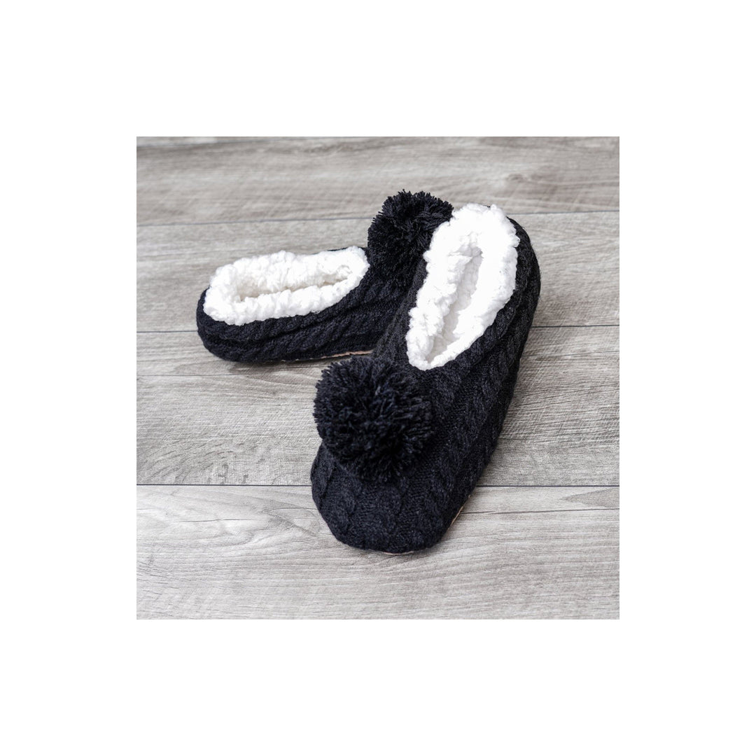 White Fluffy Slippers Black / L (US 8-9)