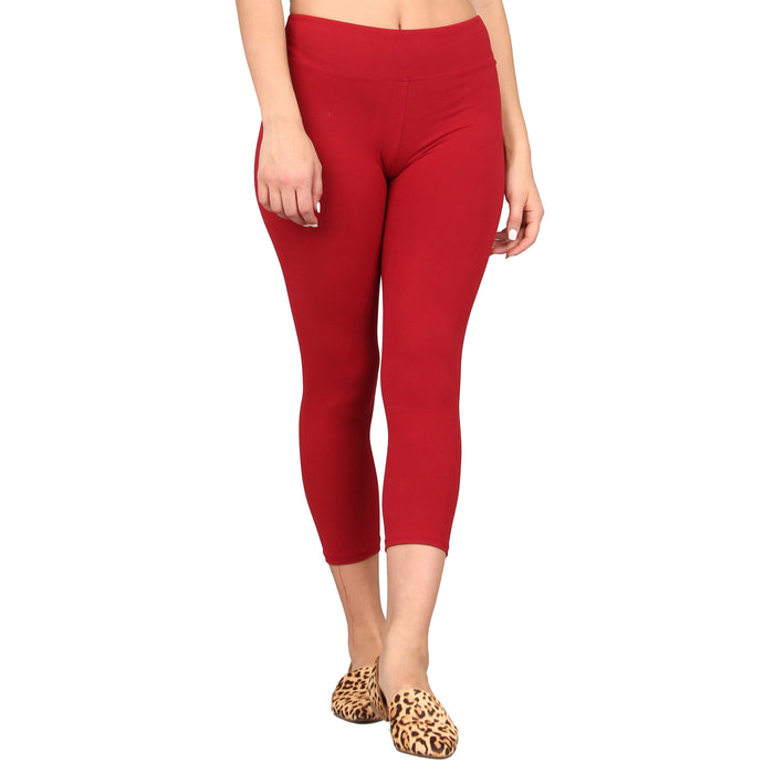 Soft Basic Solid Color Women's Capri Leggings - Ultra Soft High