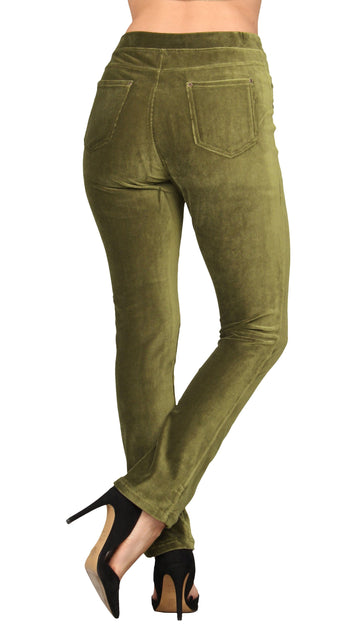 Lildy Women's Denim Jeggings, Stretchable Cotton Blend, Army Green