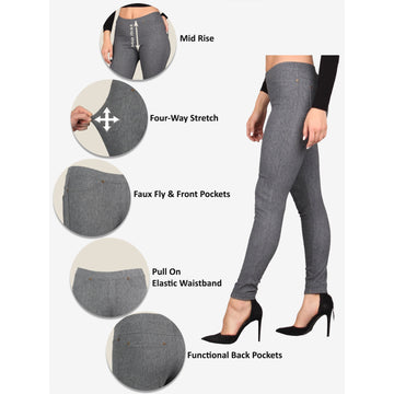 F&F Denim Look Jeans Style Cropped Stretch Jeggings Leggings