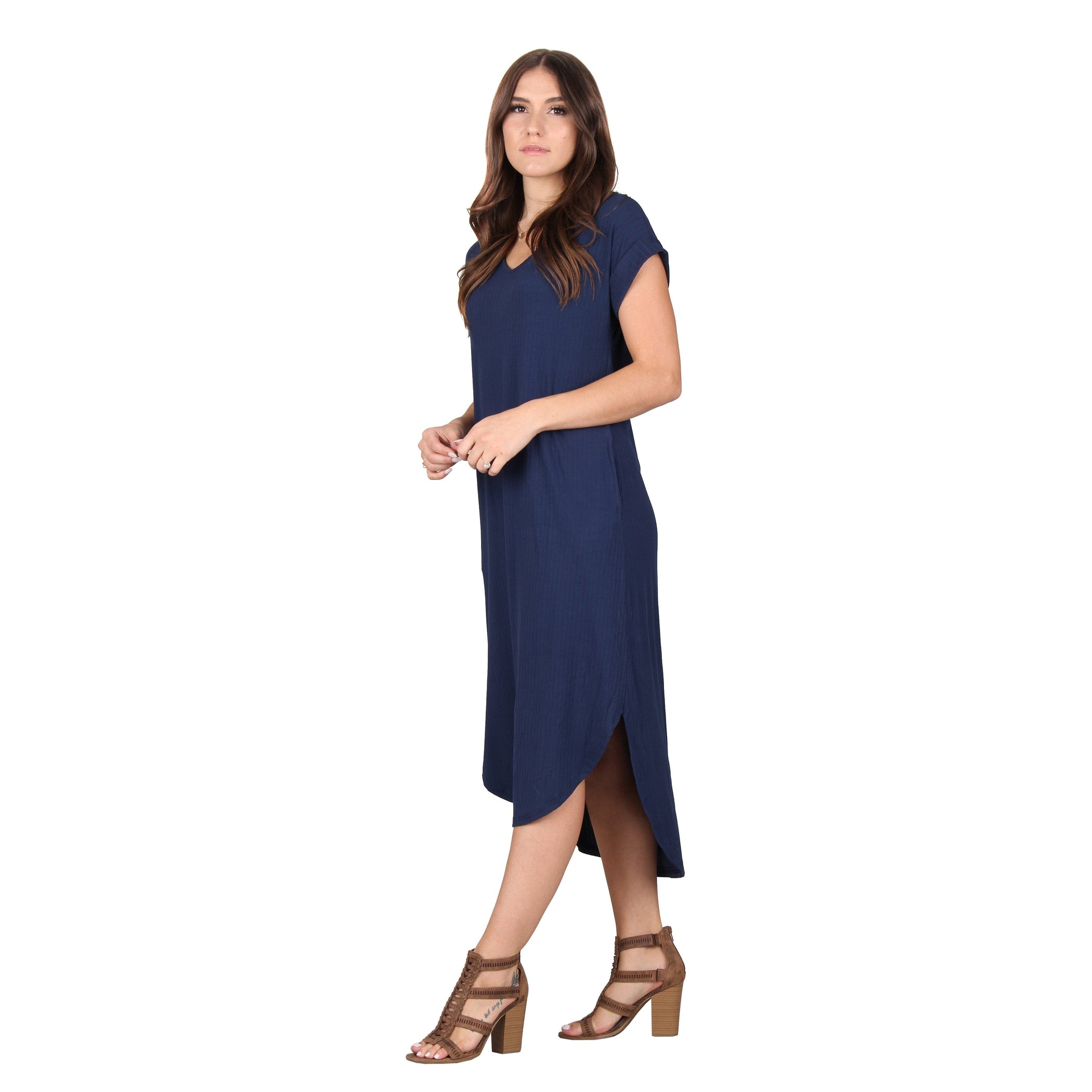 Plus Size Solid Ribbed Midi Dress — Lildy.com