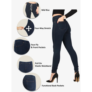 Women's Skinny Jeans Elastic Waist Pull On Jeggings Denim Pants with  Pockets Regular - Plus Size