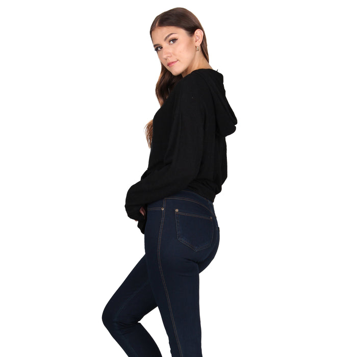 Plus Size Solid Knitted Hoodie