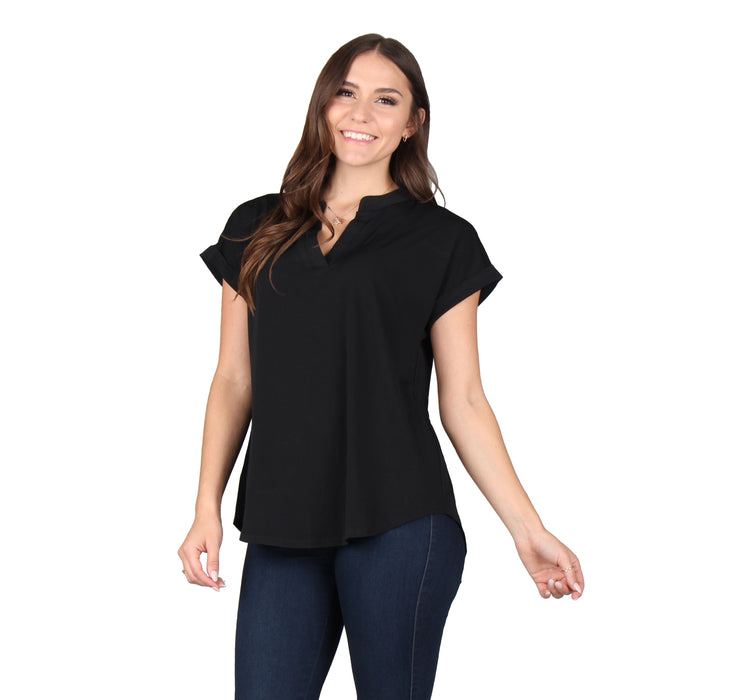 Solid Rolled Sleeve Tunic
