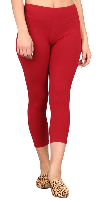 Buy Just Nature women sportswear fit solid capri leggings red Online