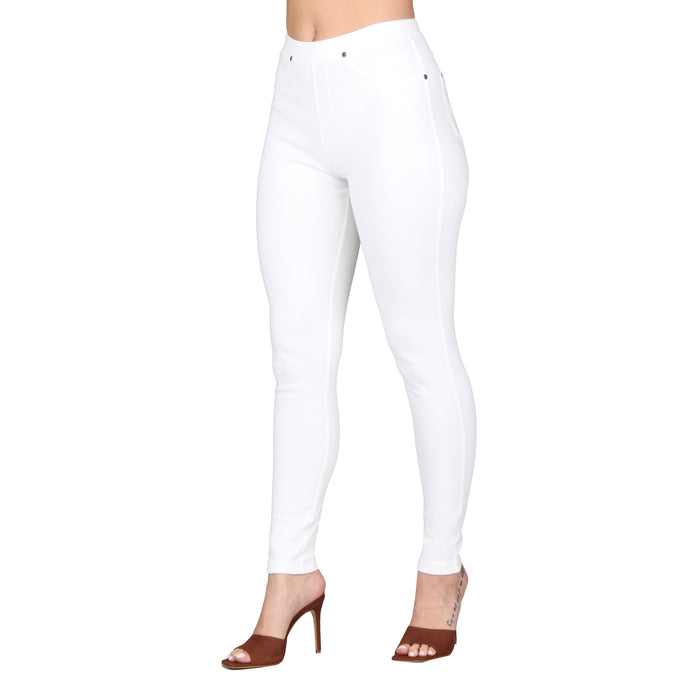 Just Love Solid Jeggings for Women (White, XXX-Large)